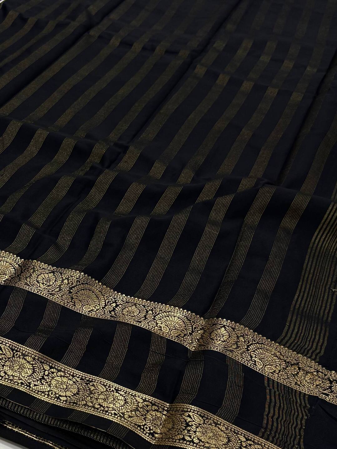 Yellow Checked Chiffon Saree