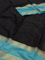 Black Checked Chiffon Saree