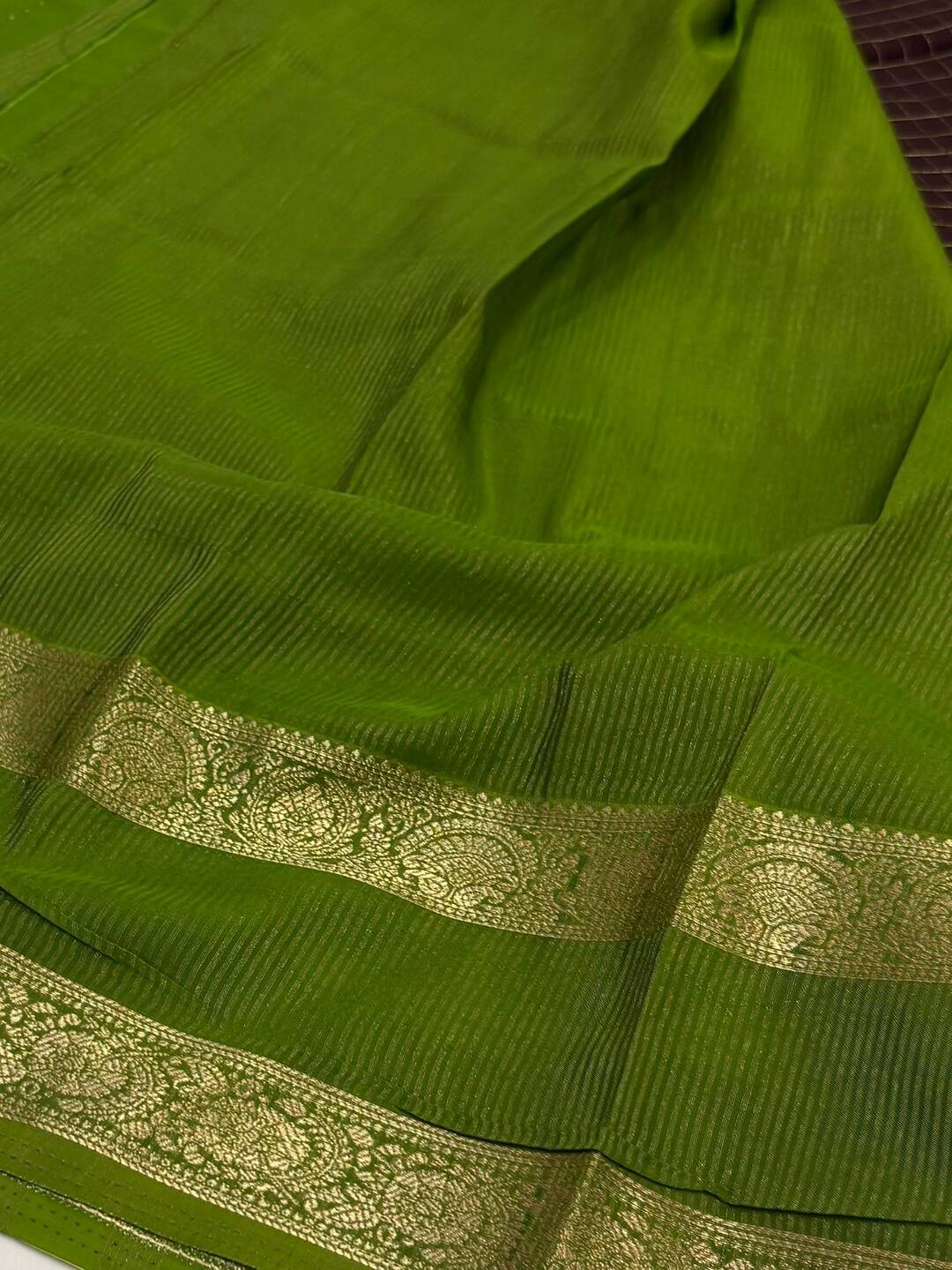 Deep Brown Checked Chiffon Saree