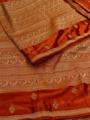 Burnt Orange Chiffon Saree