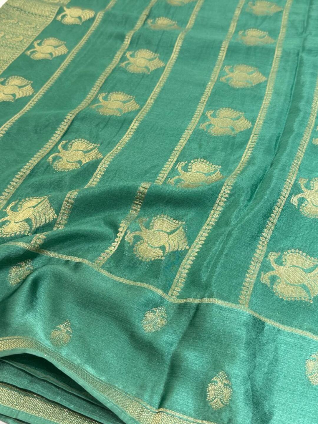 Turquoise Chiffon Saree