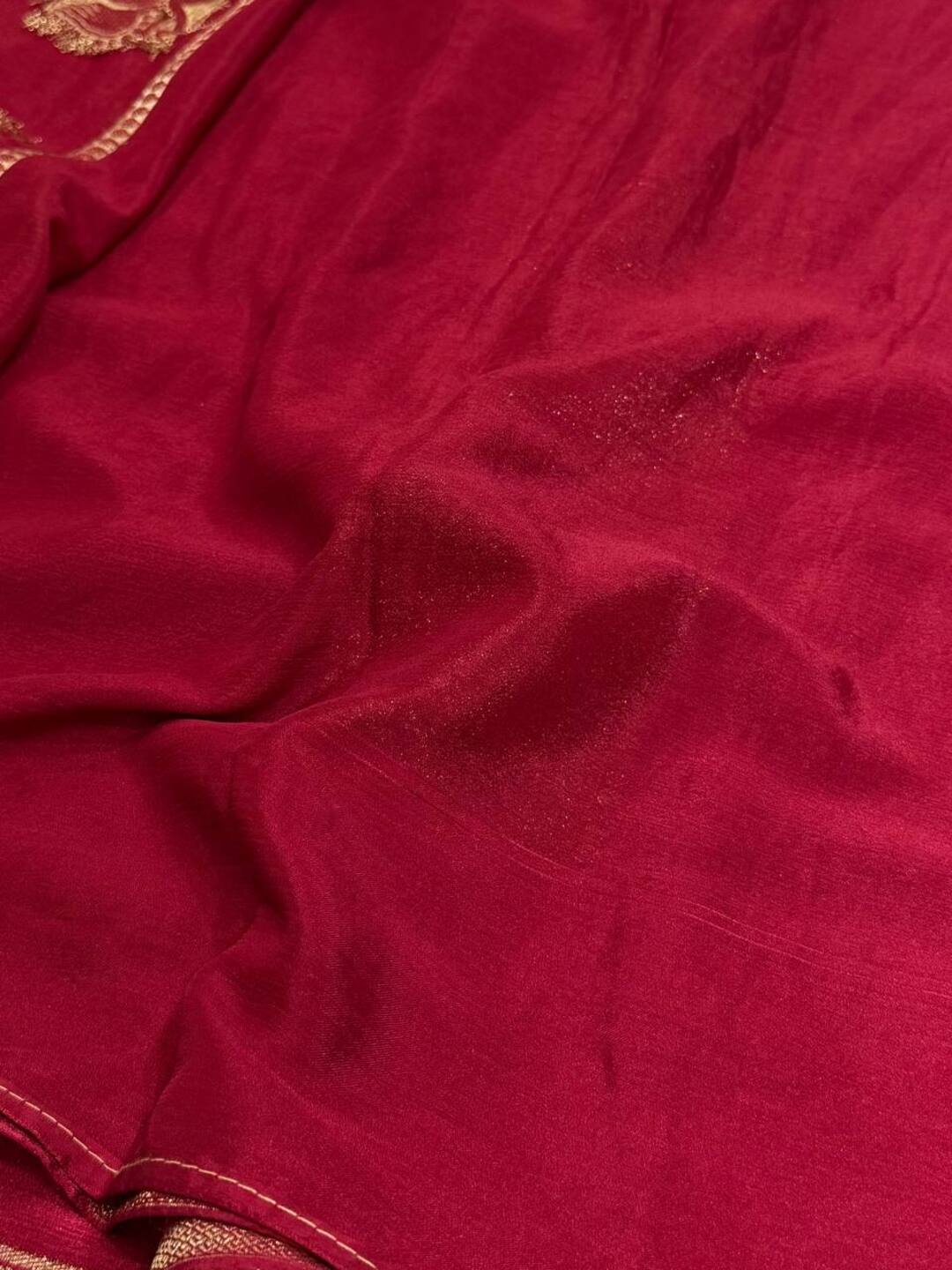 Cherry Red Chiffon Saree