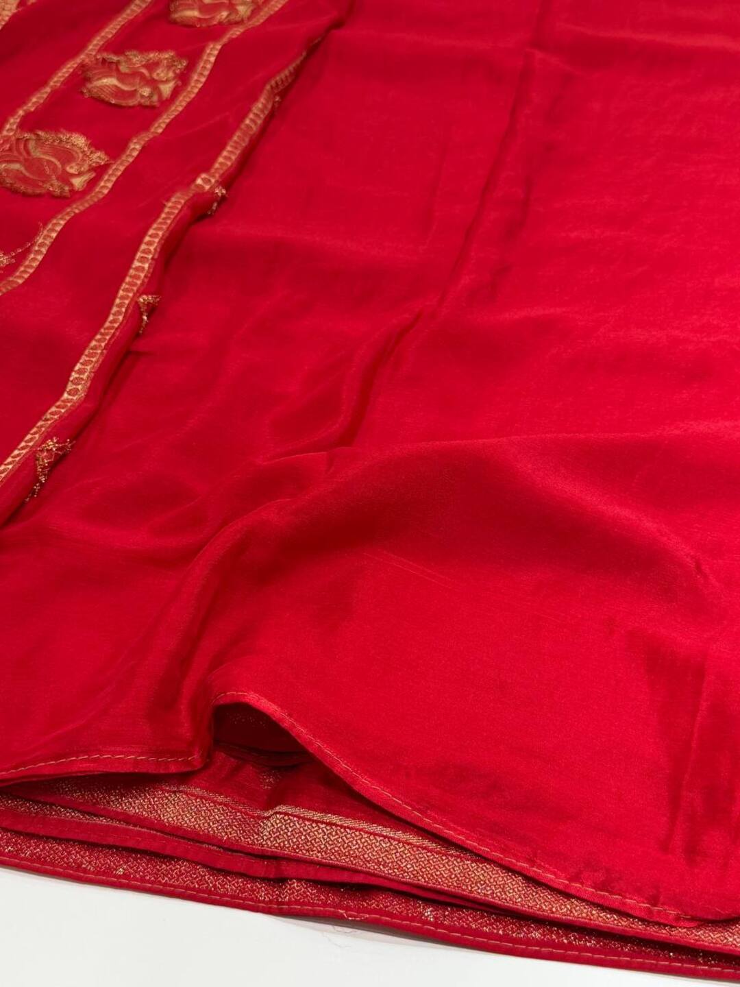 Chili Red Chiffon Saree