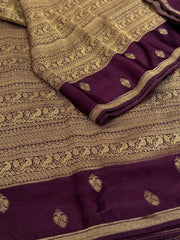 Wine Purple Chiffon Saree