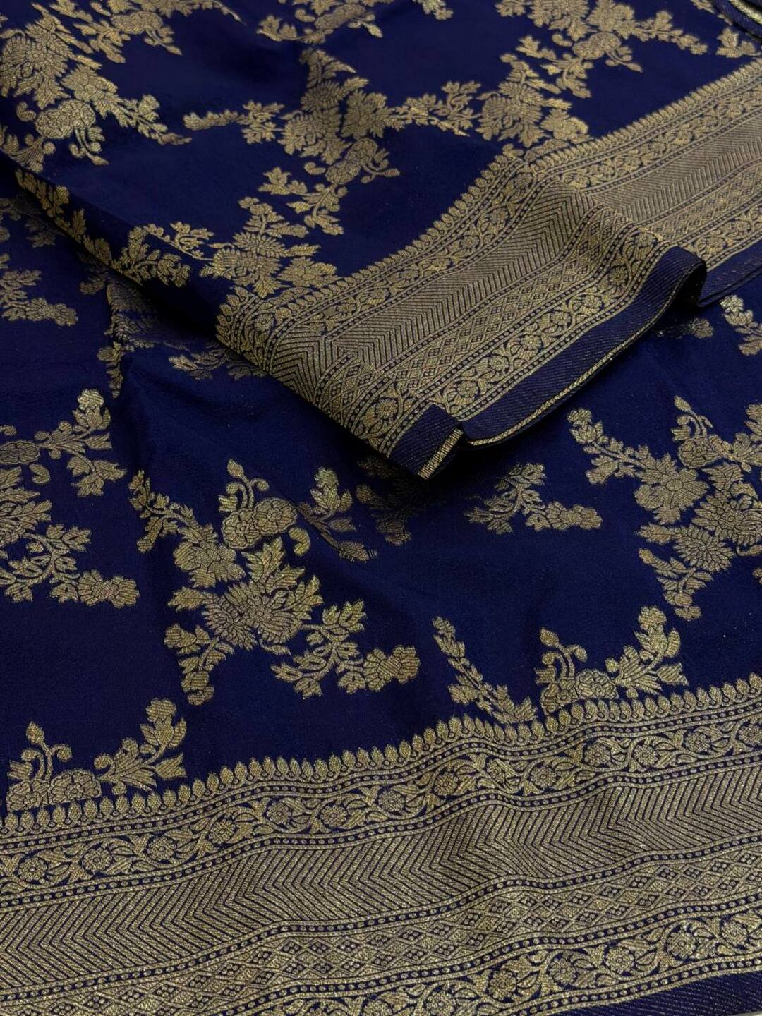 Blue Banaras Chiffon Saree