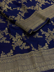 Blue Banaras Chiffon Saree