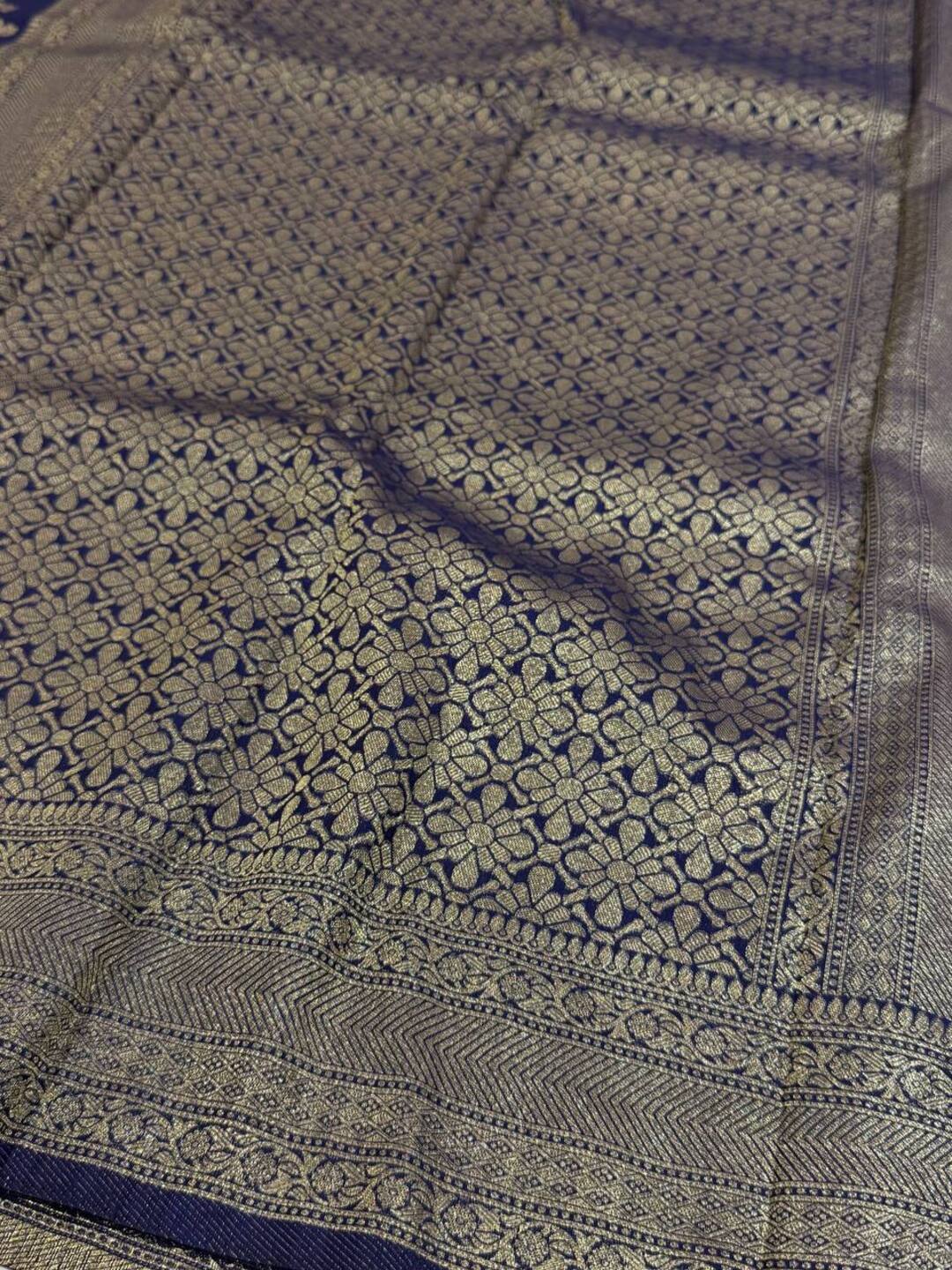 Blue Banaras Chiffon Saree