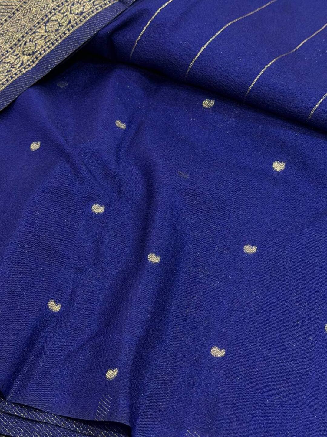Blue Banaras Chiffon Saree