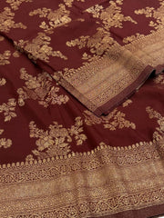 Maroon Banaras Chiffon Saree