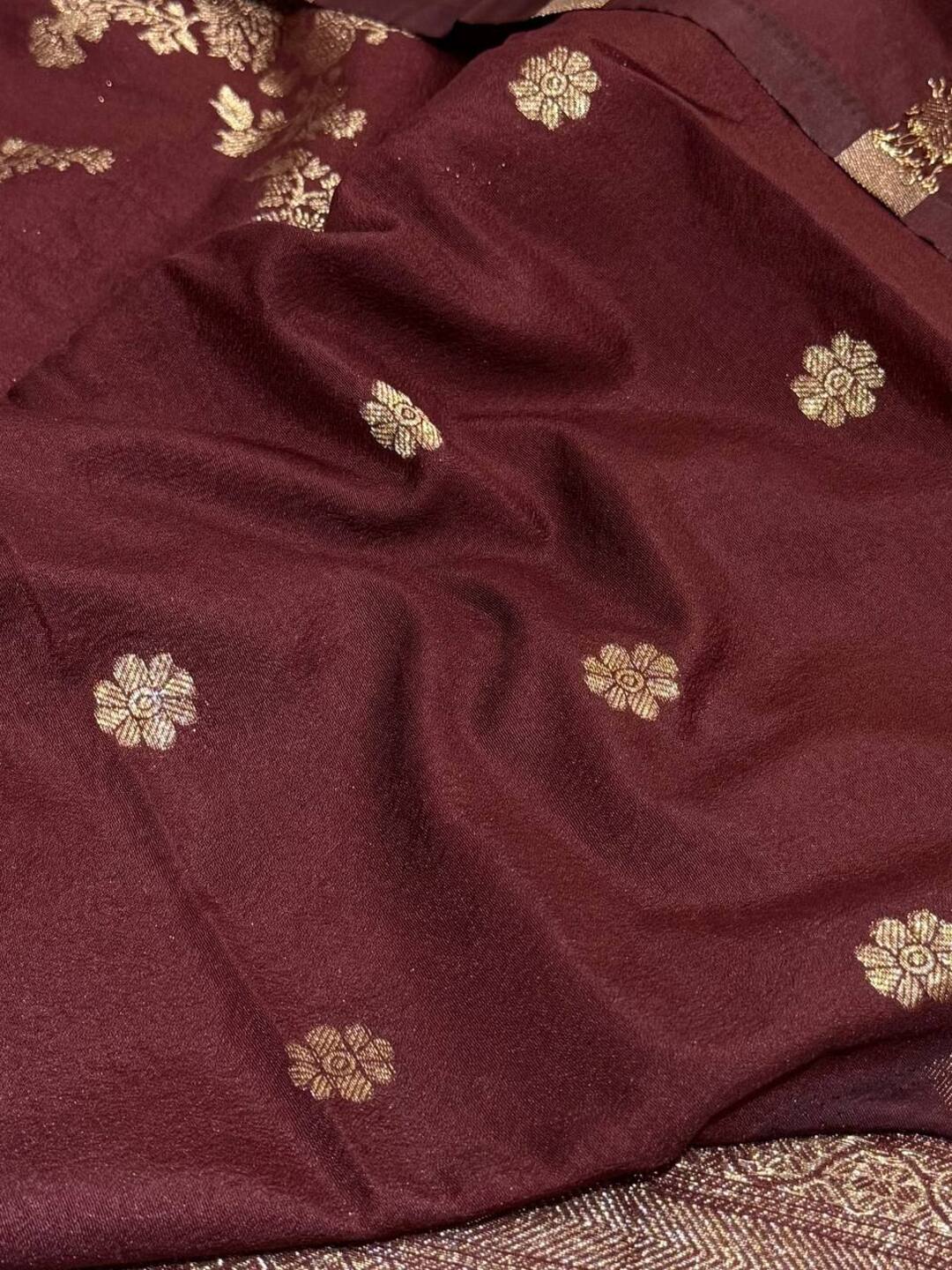 Maroon Banaras Chiffon Saree