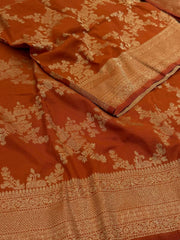 Burnt Orange Banaras Chiffon Saree