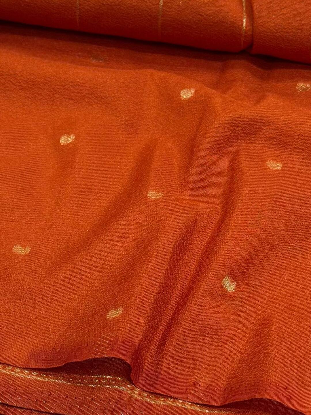 Burnt Orange Banaras Chiffon Saree