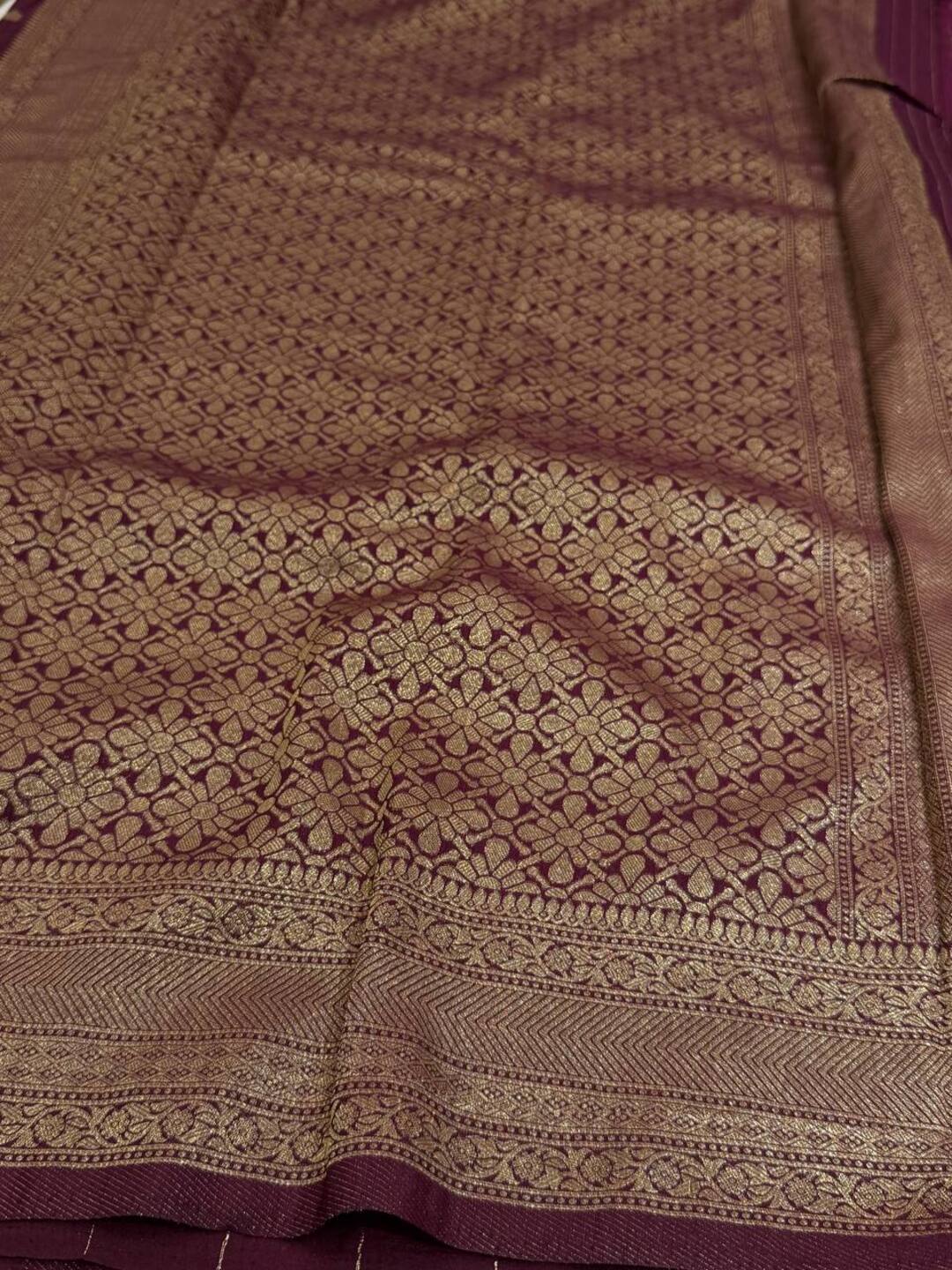 Burgundy Banaras Chiffon Saree