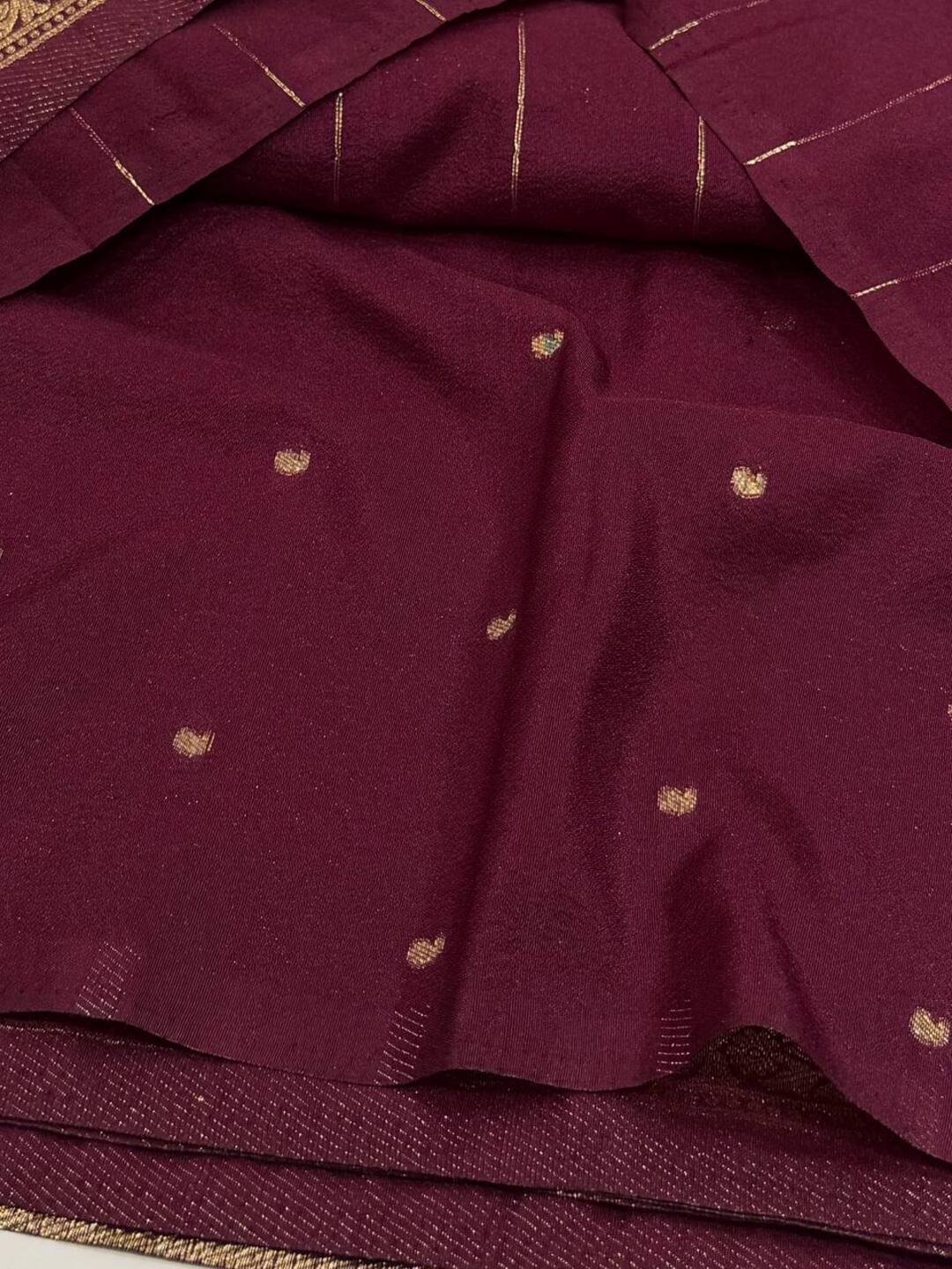 Burgundy Banaras Chiffon Saree