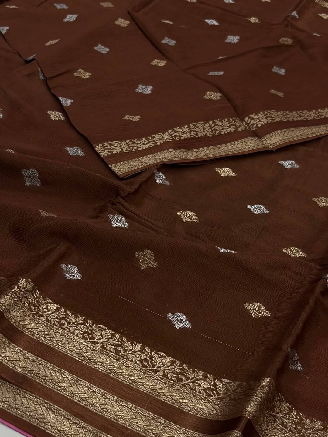 Brown Chiffon Saree