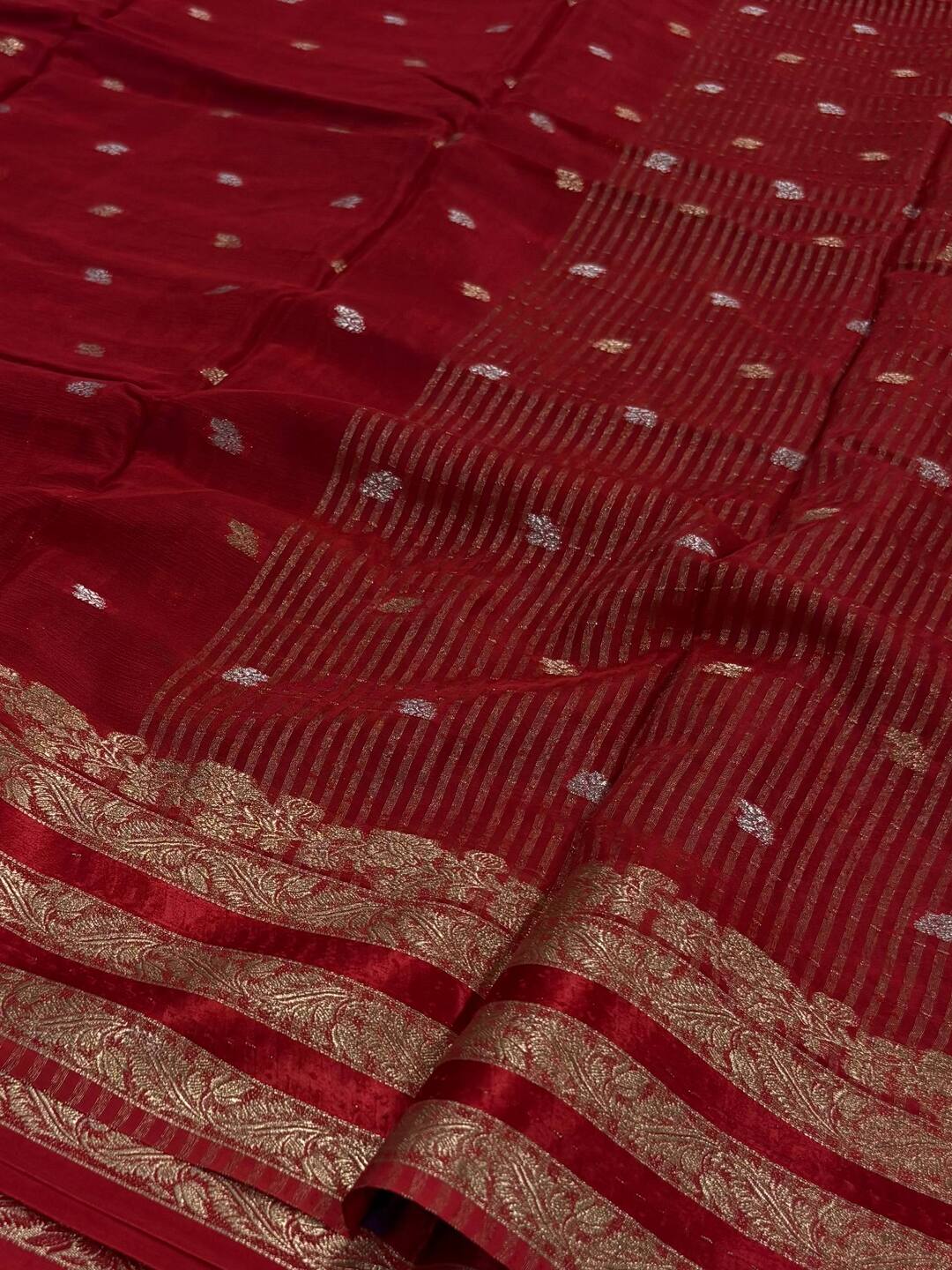Red Chiffon Saree