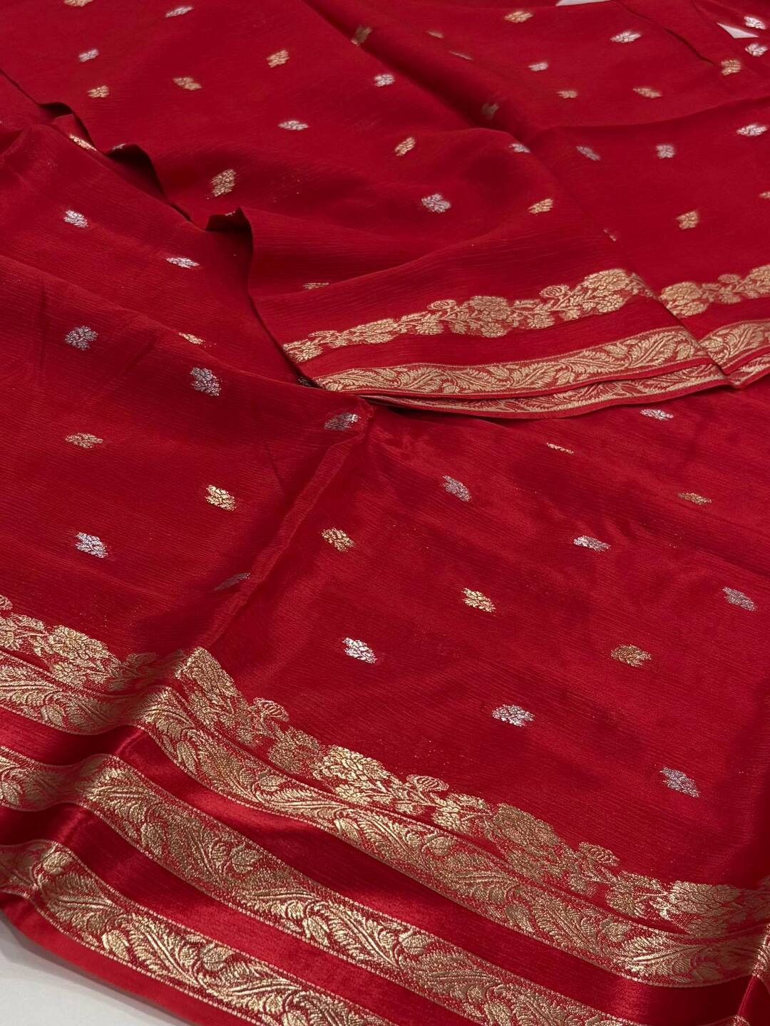 Red Chiffon Saree