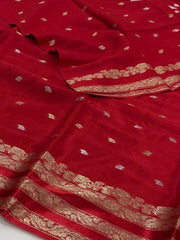 Red Chiffon Saree