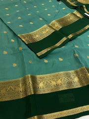 Deep Turquoise Semi Mysore Saree