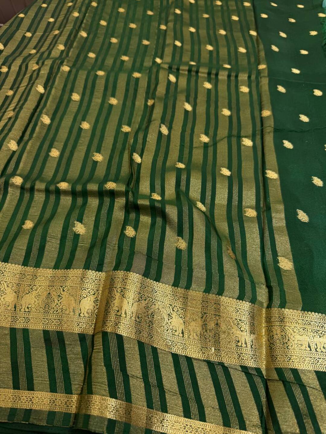 Deep Turquoise Semi Mysore Saree