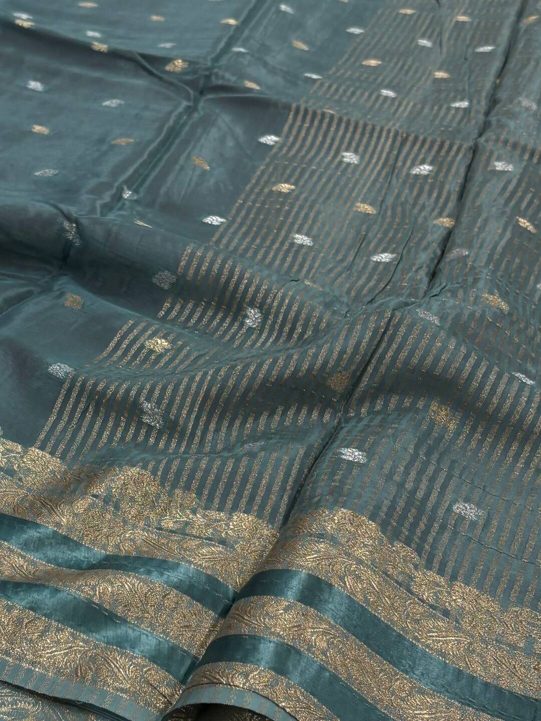 Dusty Blue Chiffon Saree