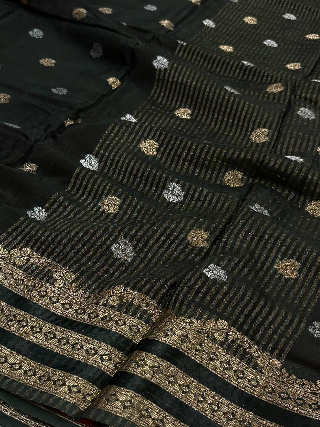 Emerald Green Chiffon Saree