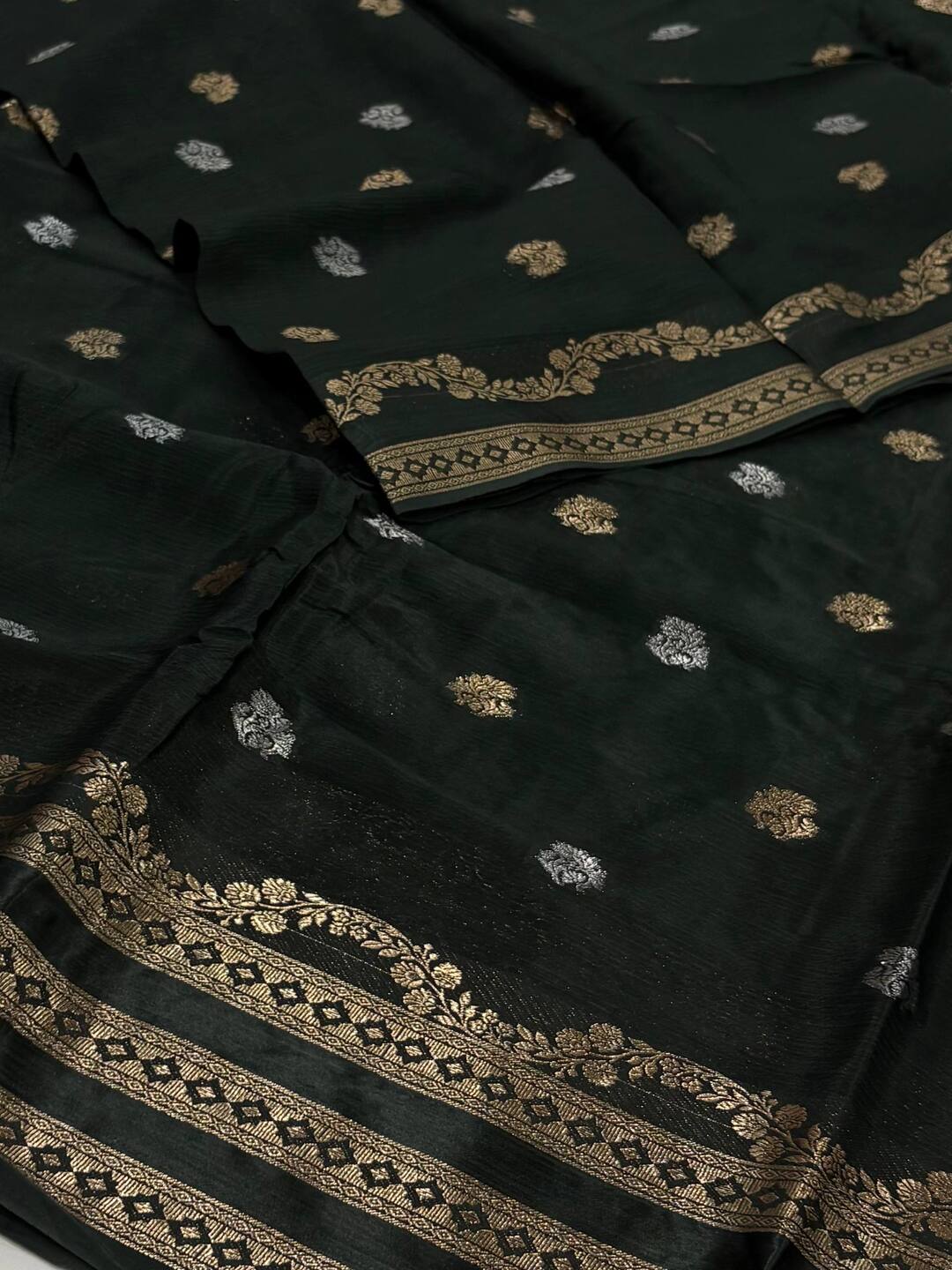 Emerald Green Chiffon Saree