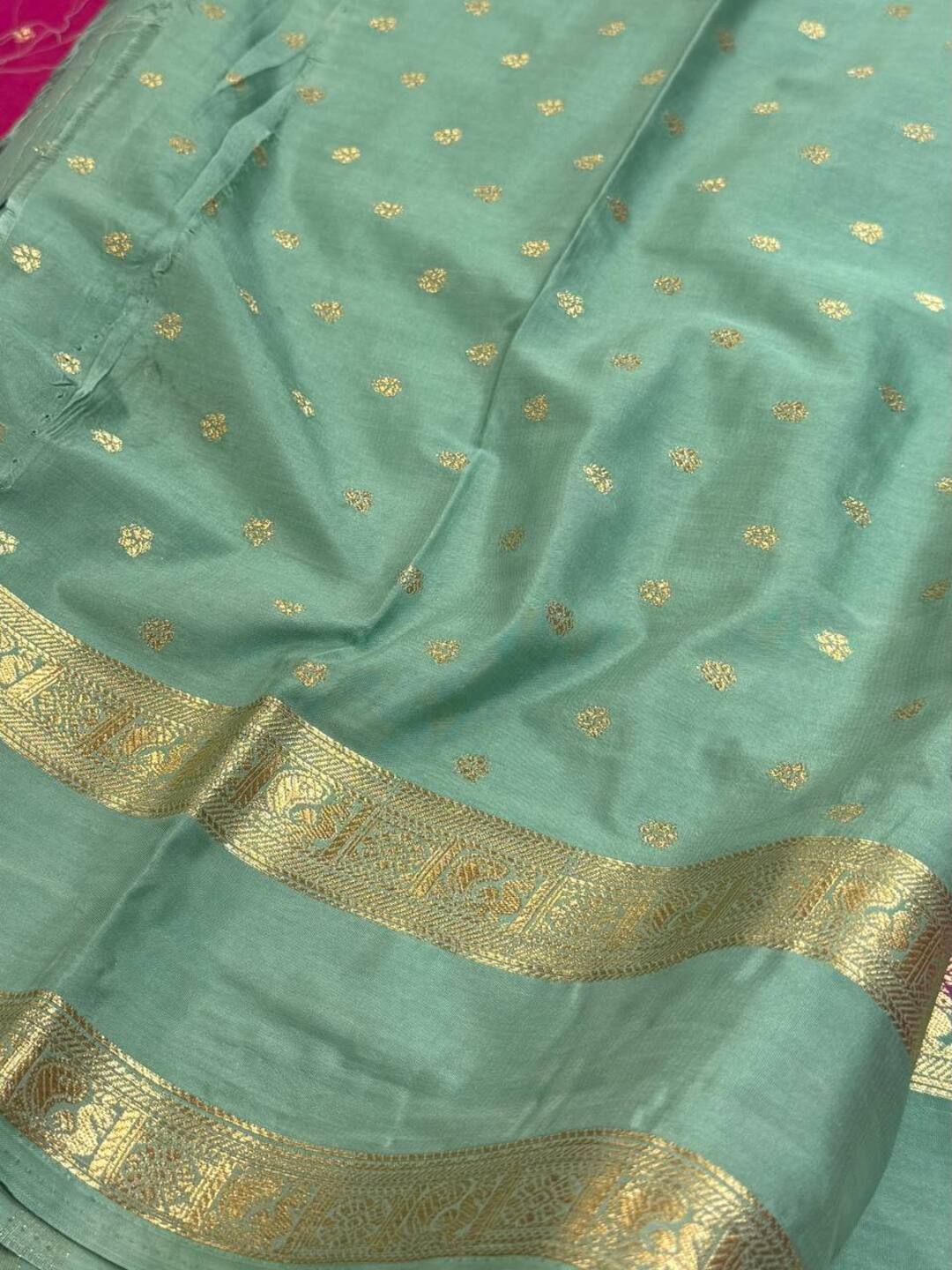 Hot Pink Semi Mysore Chiffon Saree
