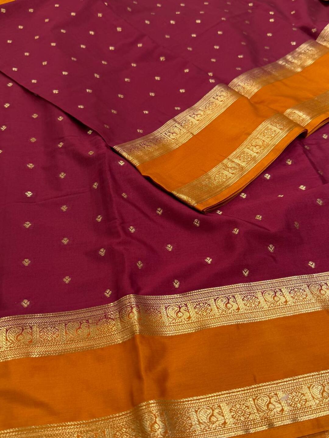 Maroon Semi Mysore Chiffon Saree