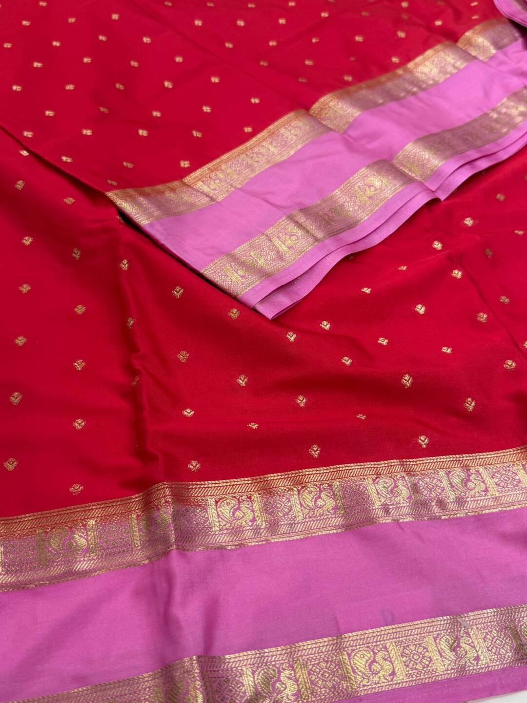 Chili Red Semi Mysore Chiffon Saree