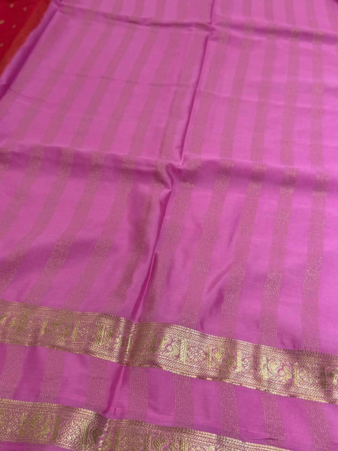 Chili Red Semi Mysore Chiffon Saree