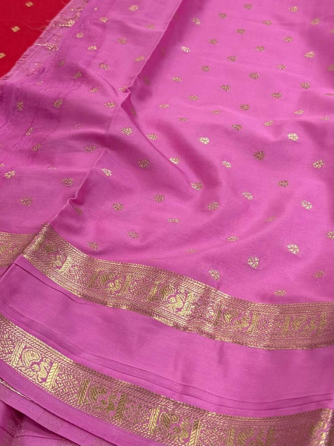 Chili Red Semi Mysore Chiffon Saree