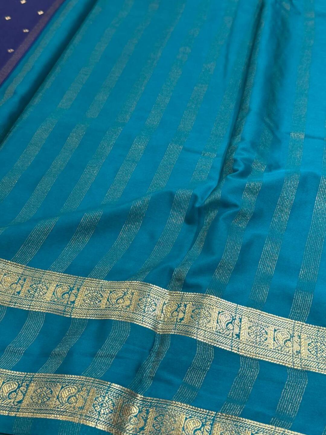 Blue Semi Mysore Chiffon Saree