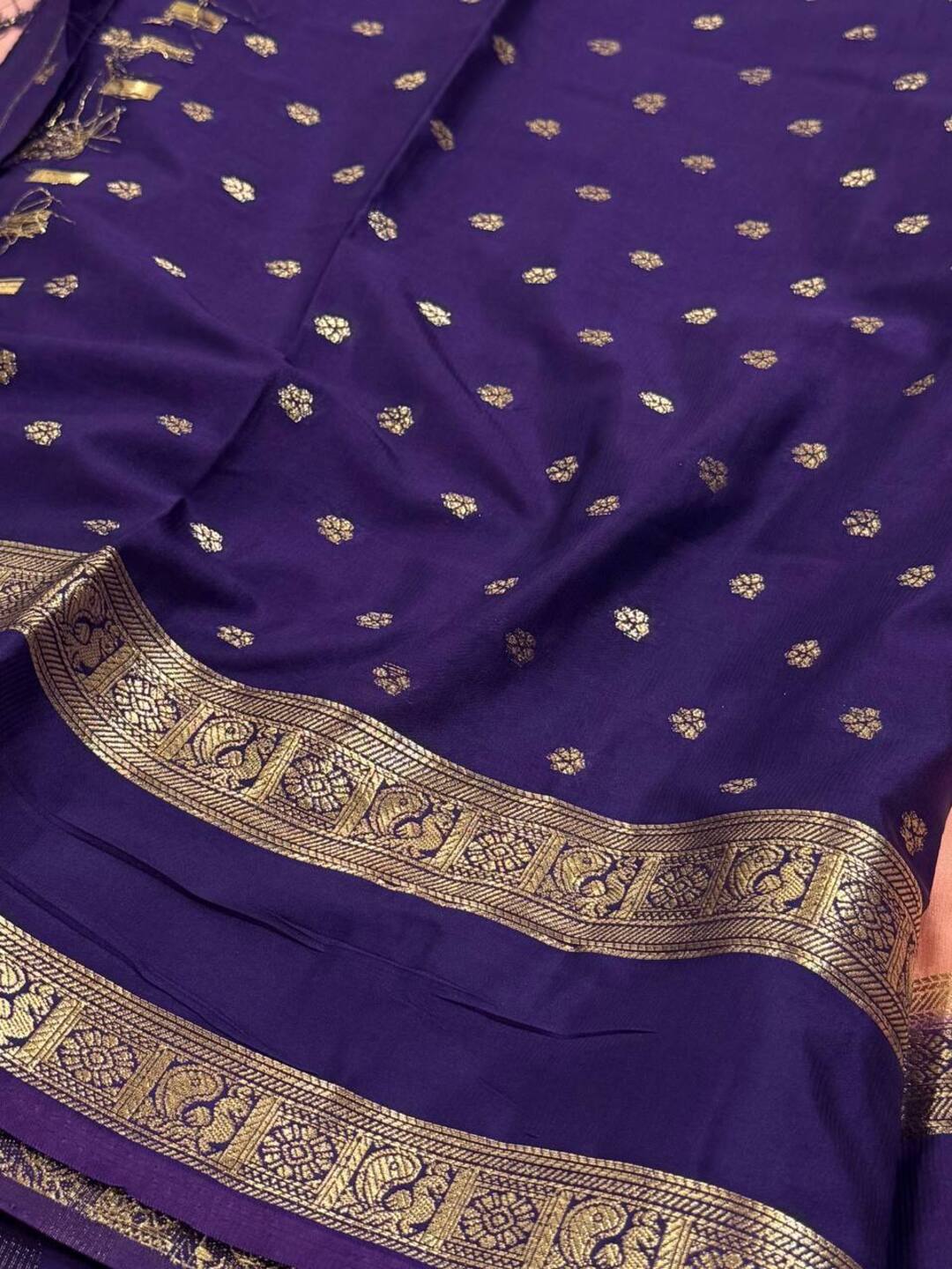 Peach Semi Mysore Chiffon Saree