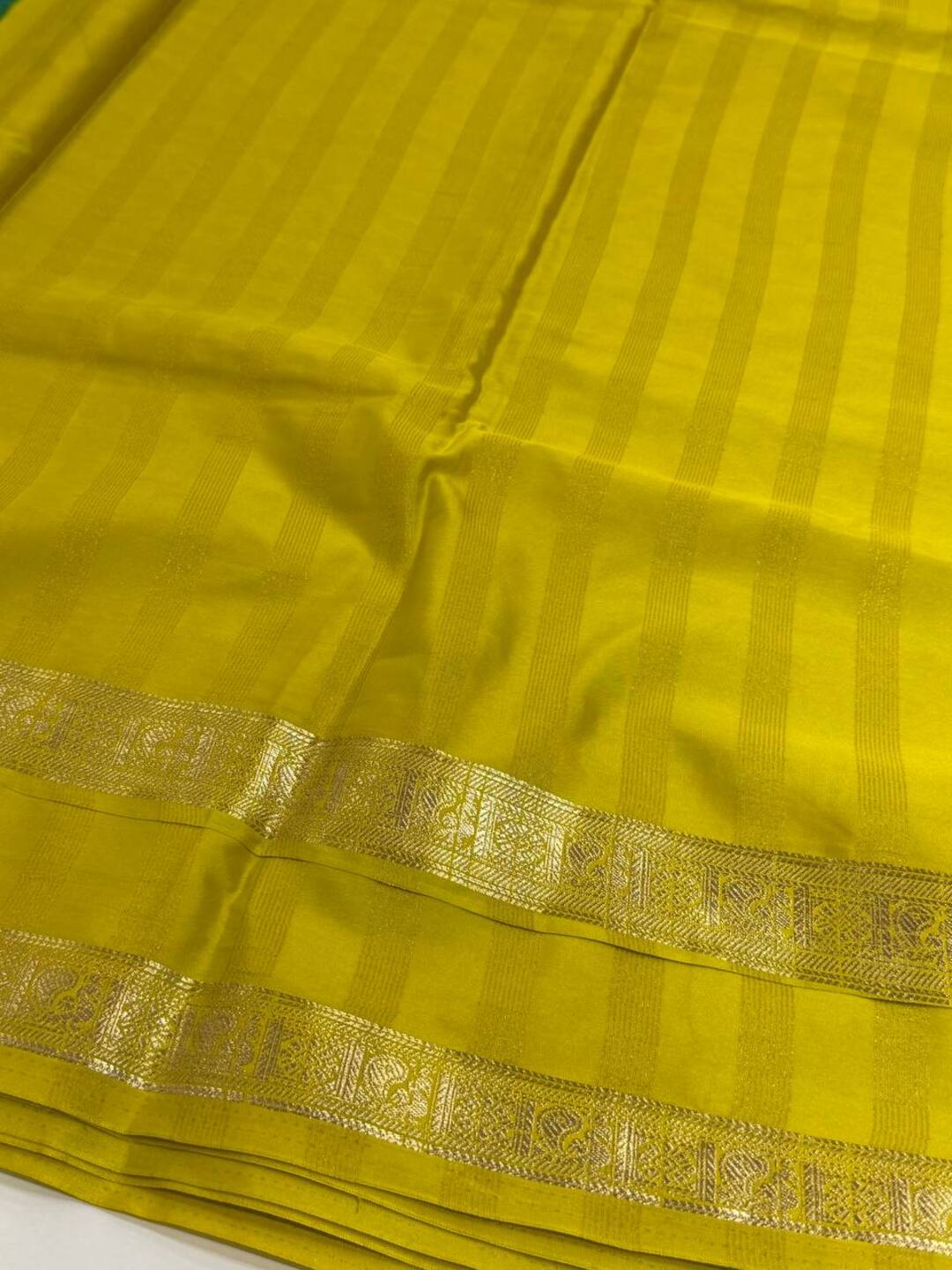 Deep Turquoise Semi Mysore Chiffon Saree