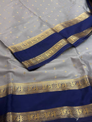 Grey Semi Mysore Chiffon Saree