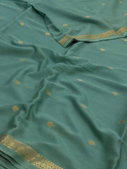 Turquoise Semi Mysore Chiffon Saree