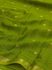 Olive Green Semi Mysore Chiffon Saree