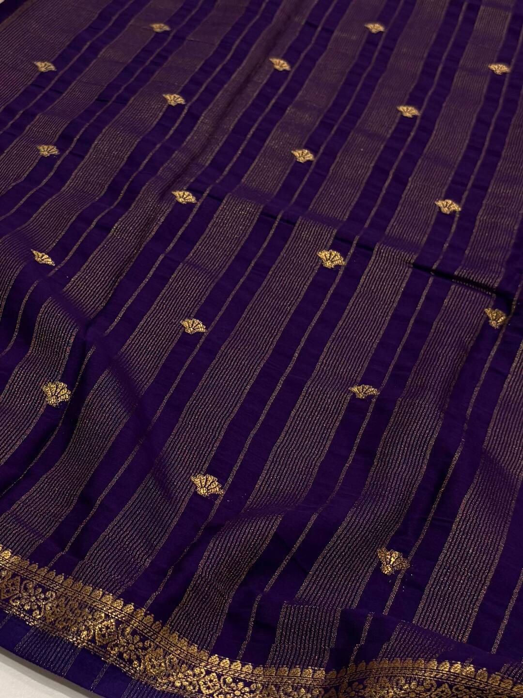 Royal Purple Semi Mysore Chiffon Saree