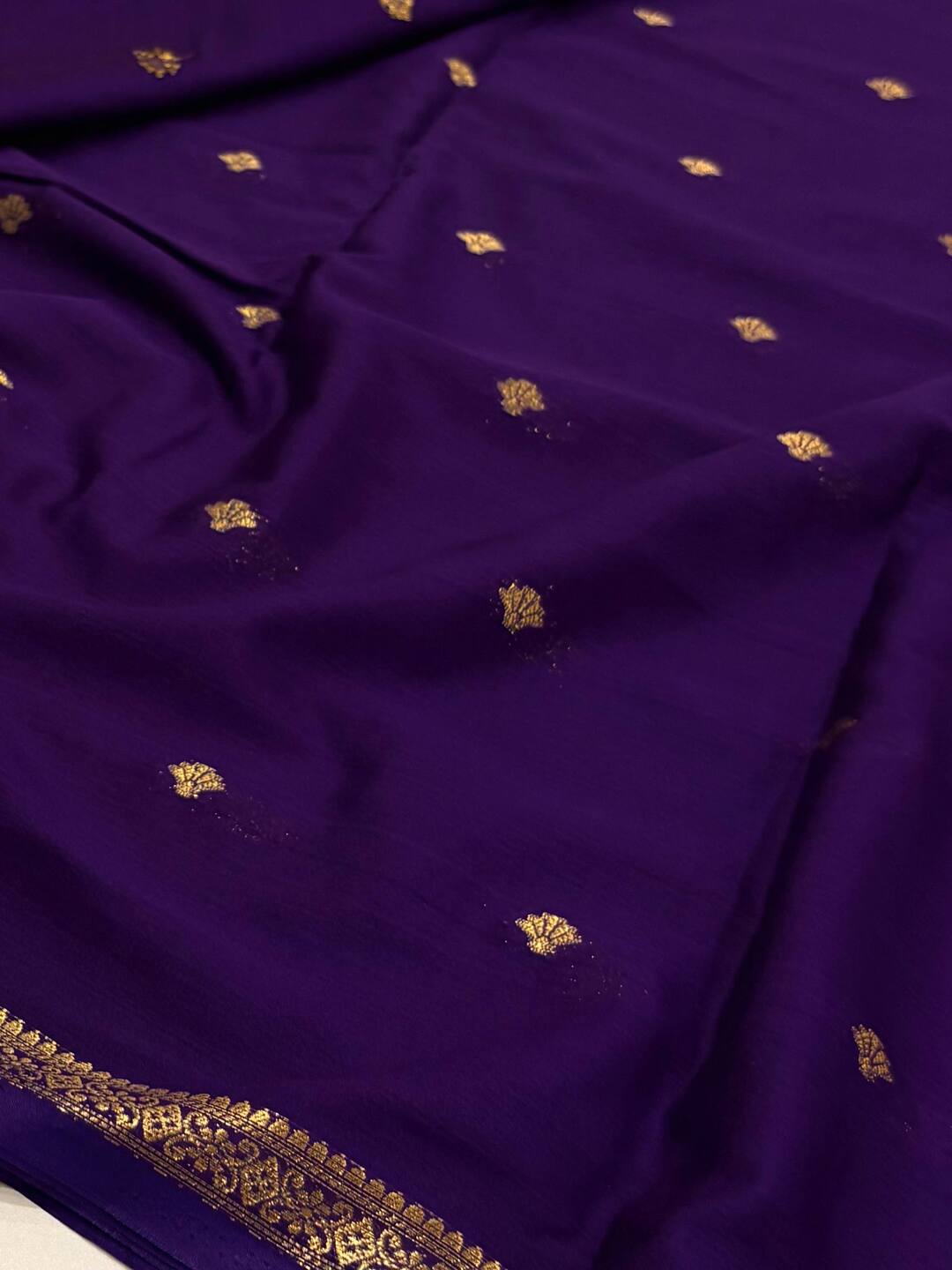 Royal Purple Semi Mysore Chiffon Saree