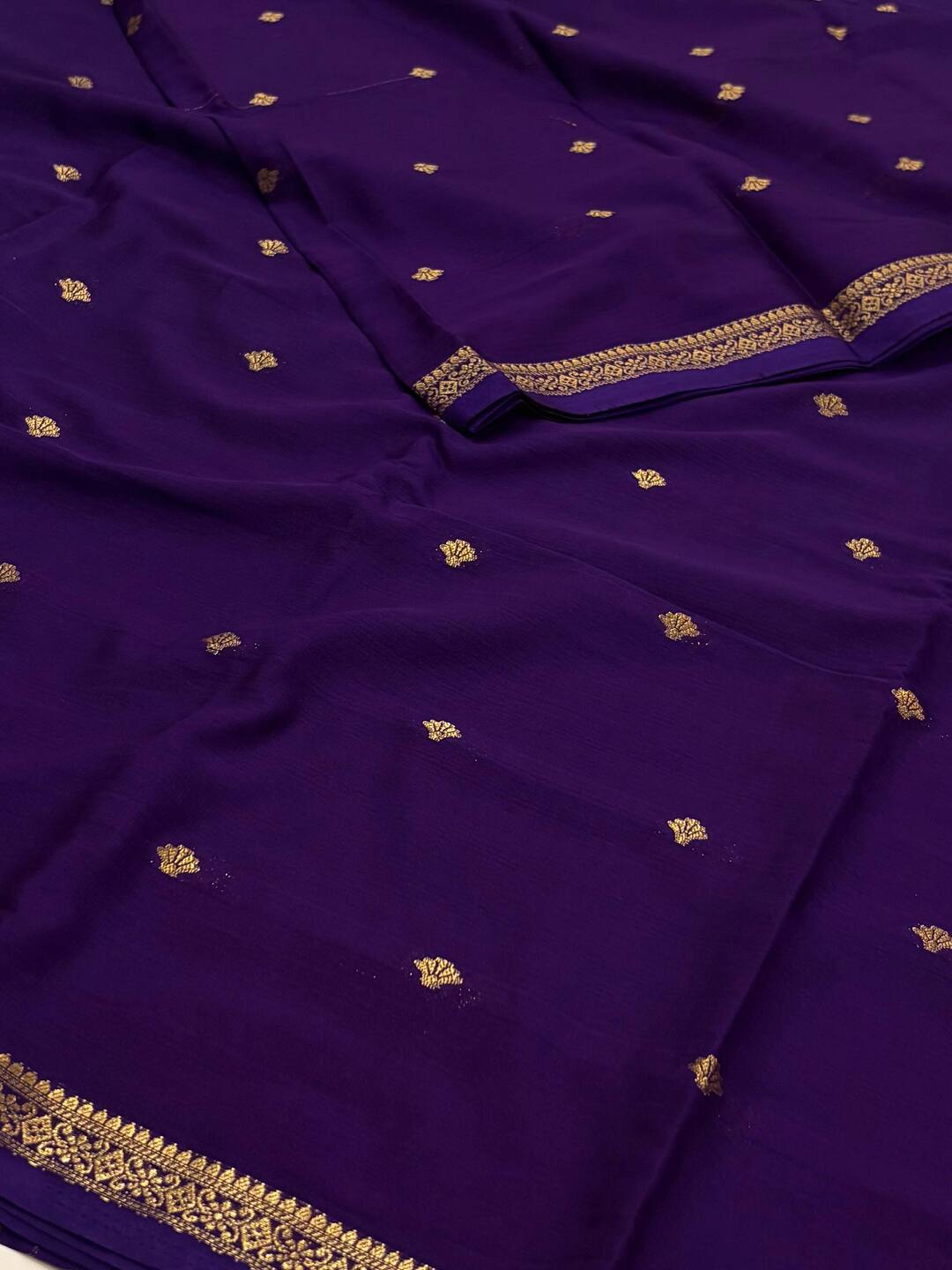 Royal Purple Semi Mysore Chiffon Saree
