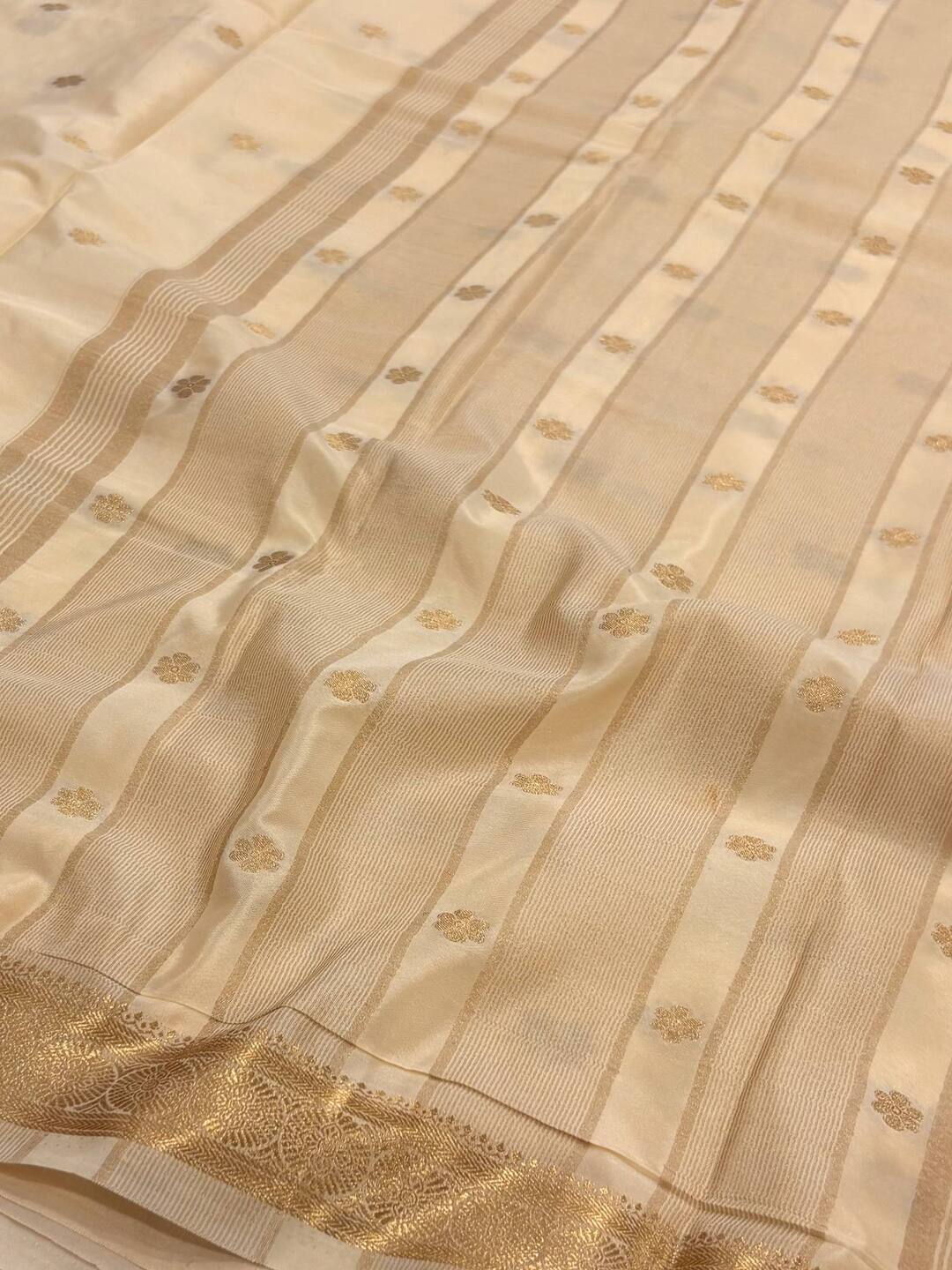Off White Semi Mysore Silk Saree