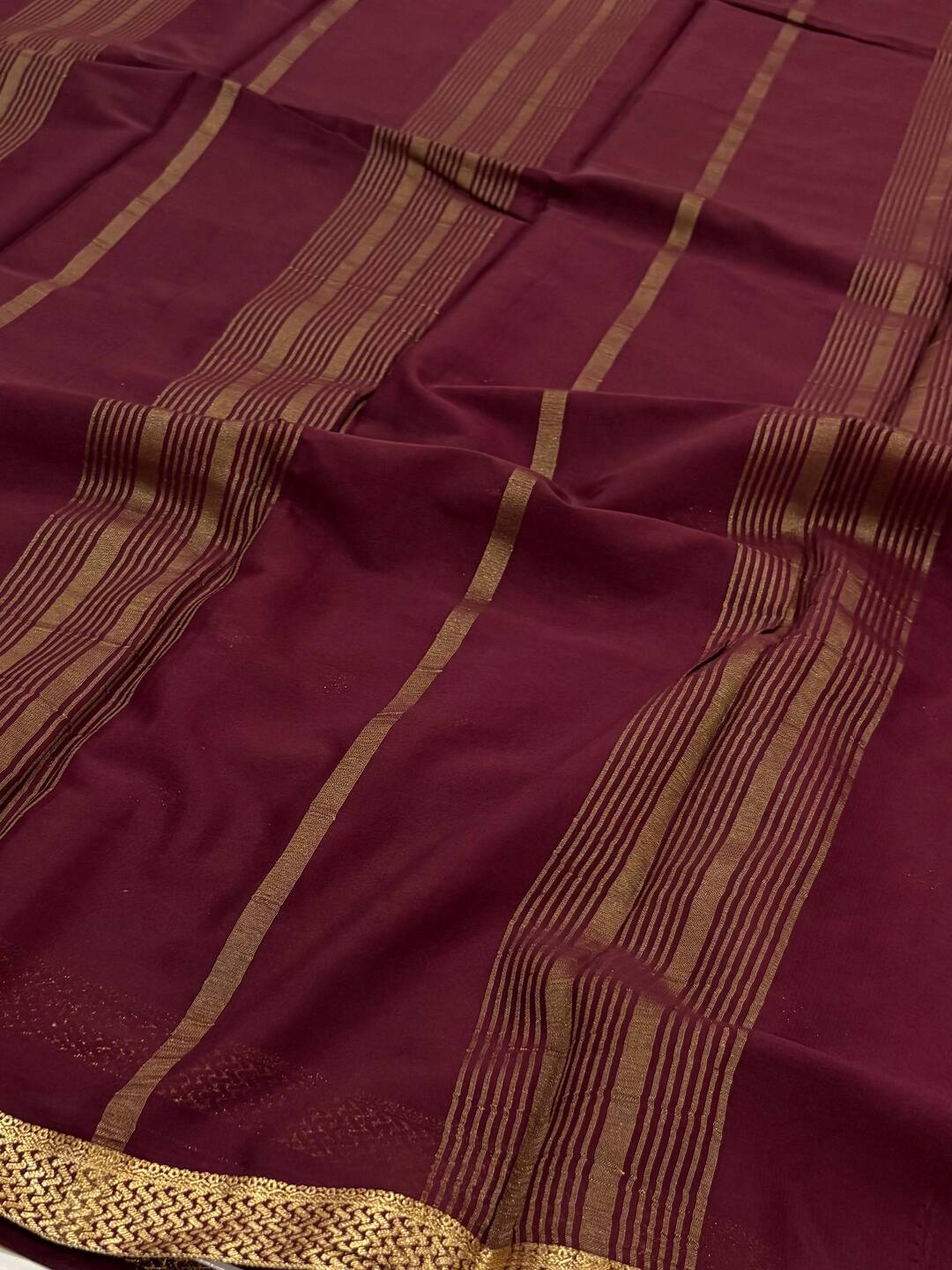 Burgundy Semi Mysore Silk Saree