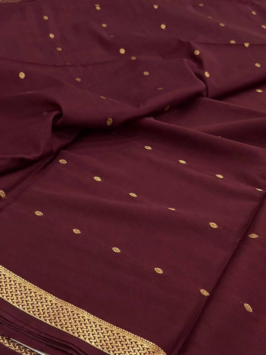 Burgundy Semi Mysore Silk Saree