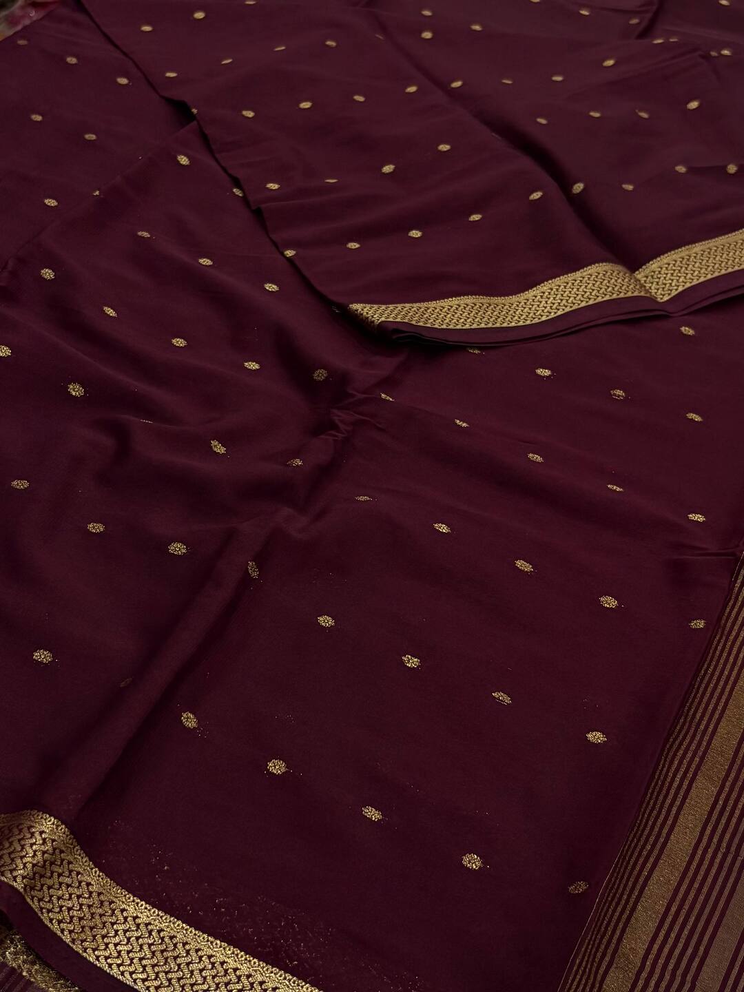 Burgundy Semi Mysore Silk Saree