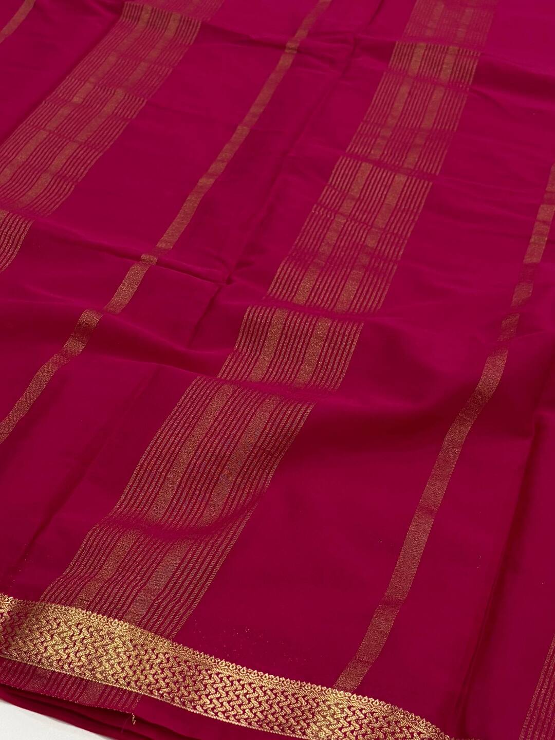 Hot Pink Chiffon Saree