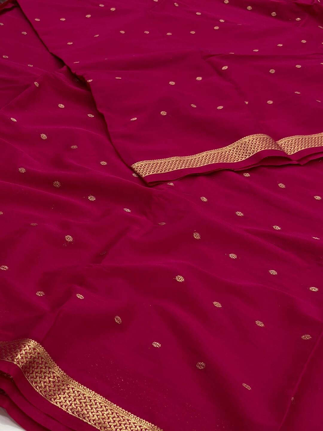 Hot Pink Chiffon Saree