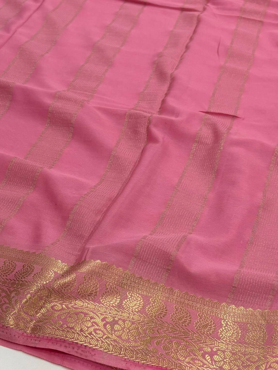 Magenta Pink Chiffon Silk Saree