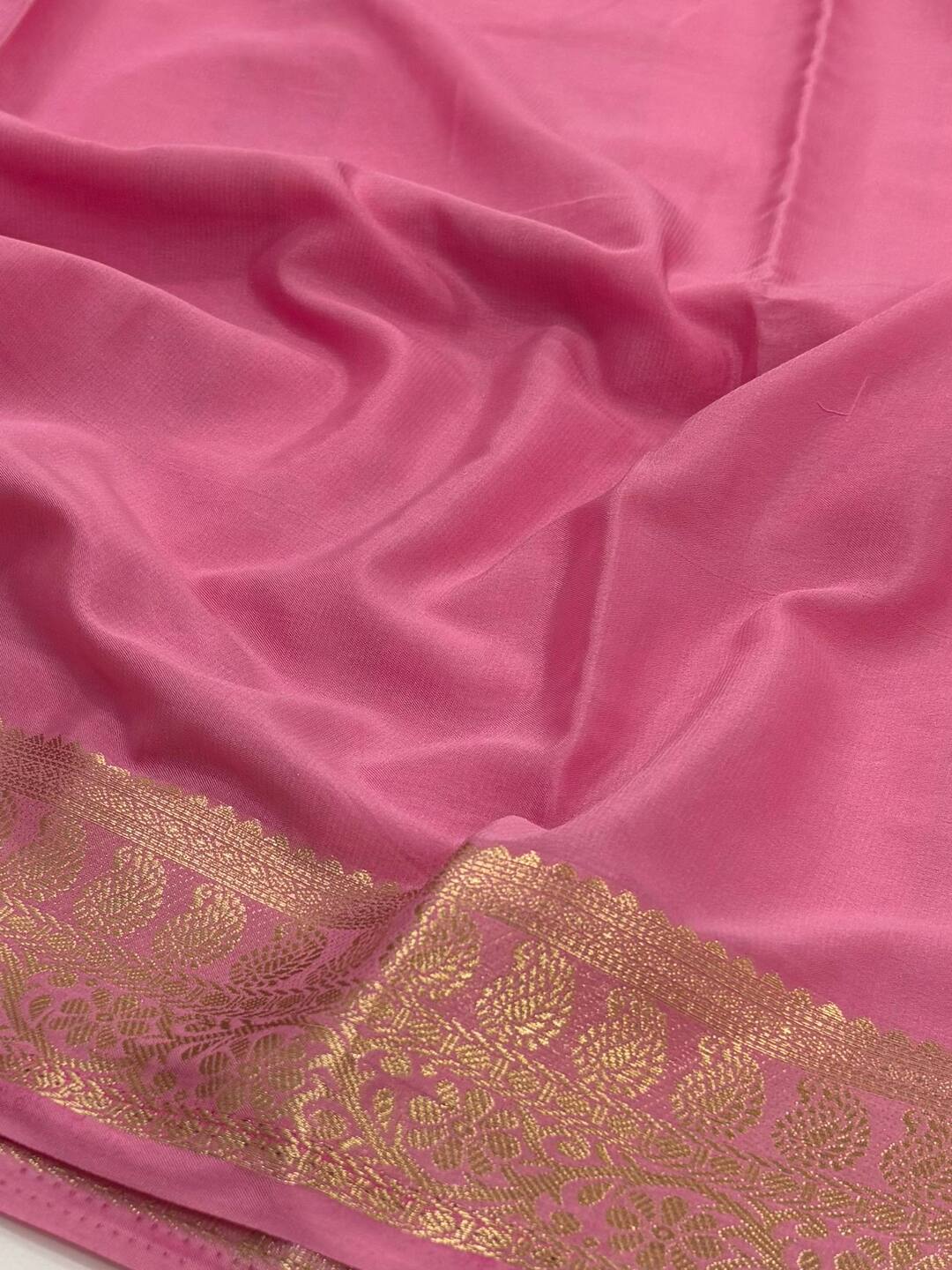 Magenta Pink Chiffon Silk Saree
