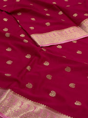 Magenta Pink Chiffon Silk Saree